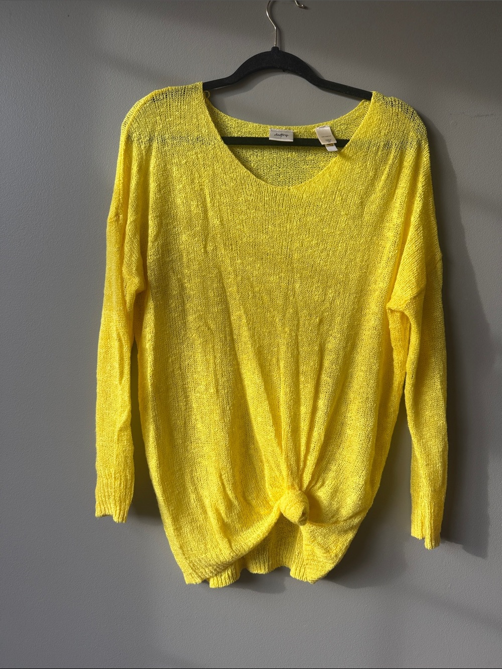 Daytrip Bright Yellow Scoop-Neck Knot Front Sweater